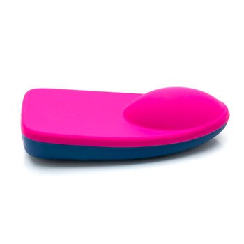 A side view of the sleek blue and pink BlueMotion NEX|1 panty vibrator by OhMiBod for Bedroom Kandi