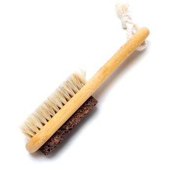 Equipped with a wood handle, this brush from Bedroom Kandi has soft bristles on one side and a pumice stone on the other for total foot care