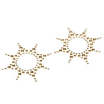 An image of a paid of Bedroom Kandi's Hidden Gems golden rhinestone body jewelry - starburst rings designed to encircle the nipple and decorate the breast.