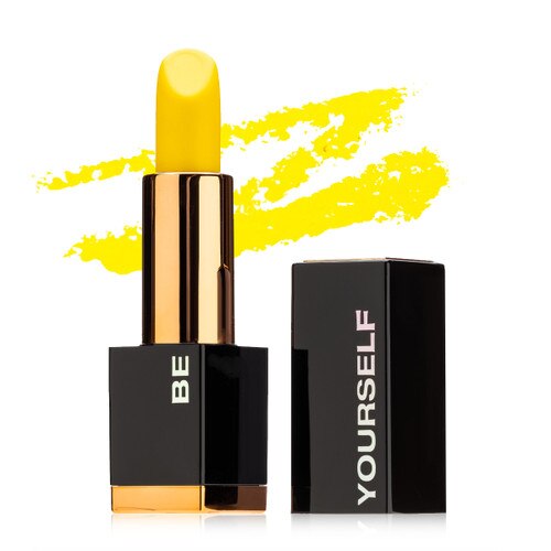 Sunshine and rainbows - a bright warm yellow lipstick in a tube that reads Be Yourself