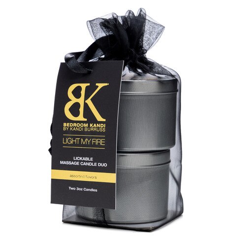 Two candle tins in a black organza bag perfect for gifting