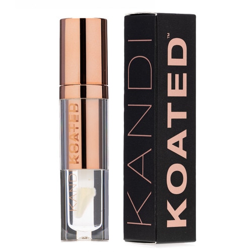 Kandi Koated clear Lip Drip in tube next to a black kandi koated box