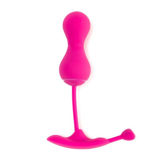 An image of lovelife krush with its positioning anchor to hold the tail in position at the vaginal entrance and control the depth of the massager.