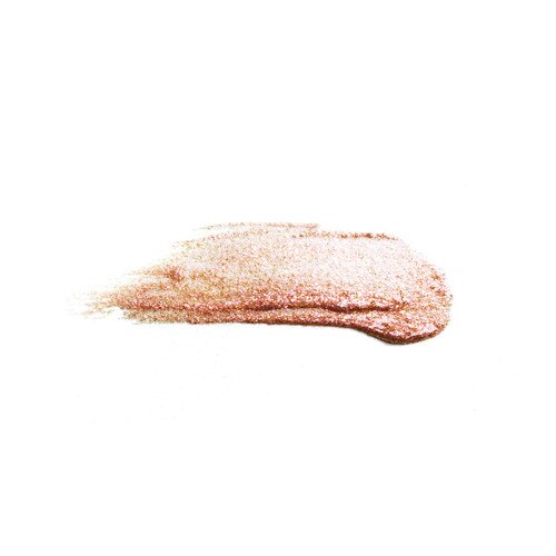 A shimmering, high-shine swatch of rich gloss on a white background. “Bling” is a bright rose copper with a pink sheen.