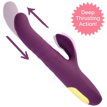 Side view of the Stroke of Genius dual-stim thrusting vibrator illustrating deep thrusting action