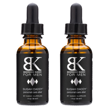 An image of two identical bottles of BK for Men Sugah Daddy elixir on a white background.