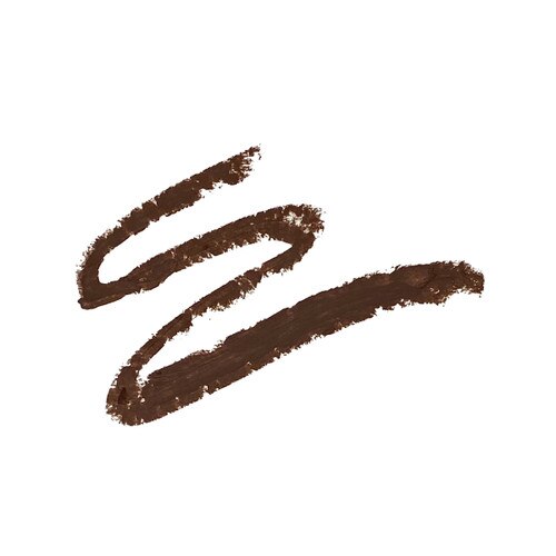 A deep medium neutral brown squiggle of lipstick streaked over a white background - cocoa kisses by kandi koated